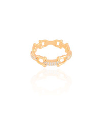 Anel Elos U Cravejado Cristal Tamanho 14 Banhado a Ouro 18K