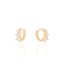 Brinco Argola Click Pontos de Luz Cristal 1.4 cm Banhado a Ouro 18K