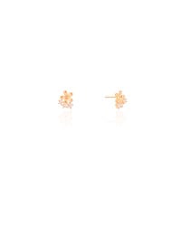 Brinco Flor Pontos de Luz Cristal 7 mm Banhado a Ouro 18K