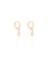 Brinco Argola Click Navete Cristal 2.2 cm Banhado a Ouro 18K