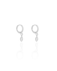 Brinco Argola Click Navete Cristal 2.2 cm Ródio Branco