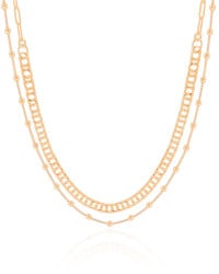 Choker Dupla Elos Bolinhas Lisas Banhado a Ouro 18K