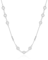 Gargantilha Longa Pontos de Luz Cristal Bolinhas Lisas Ródio Branco - 80 cm