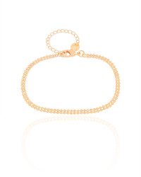 Pulseira Plaquinhas Duplas Banhado a Ouro 18K