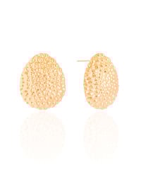 Brinco Gota Texturizada 2.9 cm Banhado a Ouro 18K