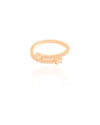 Anel Ajustável Baguete Cravejado Cristal Tamanho G Banhado a Ouro 18K