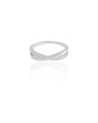 Anel X Cravejado Cristal Tamanho 17 Ródio Branco