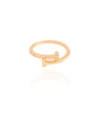 Anel T Cravejado Cristal Tamanho 18 Banhado a Ouro 18K