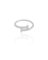 Anel T Cravejado Cristal Tamanho 18 Ródio Branco