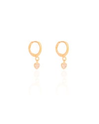 Brinco Argola Click Coração Cristal 2.0 cm Banhado a Ouro 18K