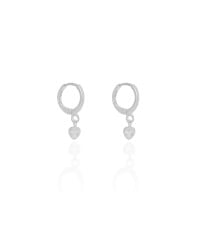 Brinco Argola Click Coração Cristal 2.0 cm Ródio Branco