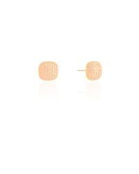 Brinco Quadrado Cravejado Cristal 1.0 cm Banhado a Ouro 18K