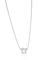 Gargantilha Veneziana Borboleta Vazada Ródio Branco - 45 cm
