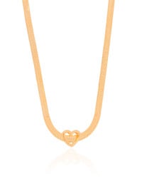 Choker Malha Fita Coração Banhado a Ouro 18K