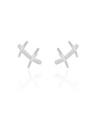 Ear Cuff Palitos Cravejado Cristal 2.3 cm Ródio Branco