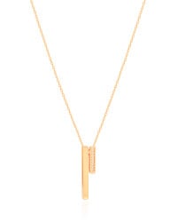 Gargantilha Elos Palitos Duplos Cravejado Cristal Banhado a Ouro 18K - 40 cm