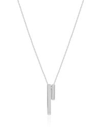 Gargantilha Elos Palitos Duplos Cravejado Cristal Ródio Branco - 40 cm