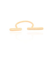 Anel Ajustável Palitos Cravejado Cristal Tamanho G Banhado a Ouro 18K
