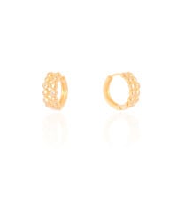 Brinco Argola Click Bolinhas Pontos de Luz Cristal 1.5 cm Banhado a Ouro 18 K