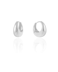 Brinco Argola Click Abaulada Lisa 1.9 cm Ródio Branco