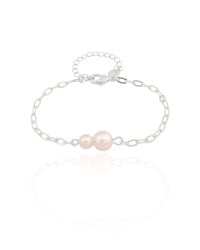 Pulseira Elos Pérolas Ródio Branco