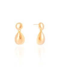 Brinco Duplo Gota Lisa Banhado a Ouro 18K
