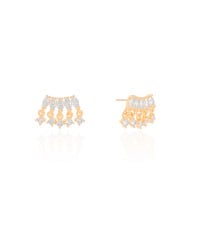 Brinco Navetes Pontos de Luz Cristal Banhado a Ouro 18K