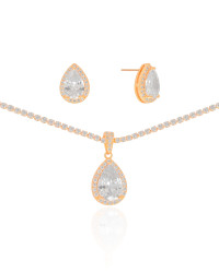 Conjunto Gota Riviera Cristal Banhado a Ouro 18K