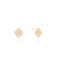 Brinco Flor Vazada Ponto de Luz Cristal 1.1 cm Banhado a Ouro 18K