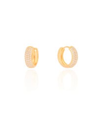 Brinco Argola Click Cravejado Cristal 1.5 cm Banhado a Ouro 18K