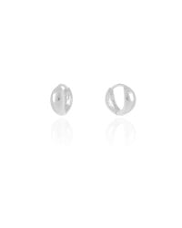 Brinco Argola Click Abaulada Lisa 1.2 cm Ródio Branco
