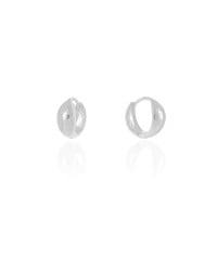 Brinco Argola Click Abaulada Lisa 1.4 cm Ródio Branco