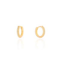 Brinco Argola Click Cravejado Cristal 1.4 cm Banhado a Ouro 18K