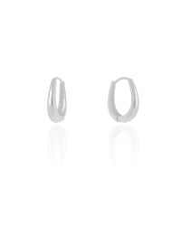 Brinco Argola Click Oval Liso 1.9 cm Ródio Branco