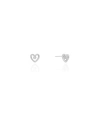 Brinco Coração Ponto de Luz Cristal 6 mm Ródio Branco