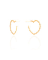 Brinco Argola Coração Cravejado Cristal 2.2 cm Banhado a Ouro 18K