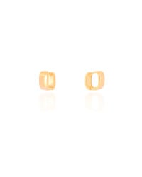 Brinco Argola Click Quadrada Reta Lisa 1.0 cm Banhado a Ouro 18K