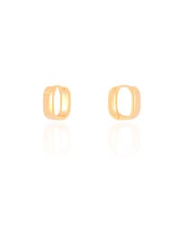 Brinco Argola Click Quadrada Reta Lisa 1.4 cm Banhado a Ouro 18K