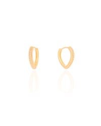 Brinco Argola Coração Cravejado Cristal 1.6 cm Banhado a Ouro 18K