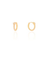 Brinco Argola Click Flor Cravejada Cristal 1.4 cm Banhado a Ouro 18K
