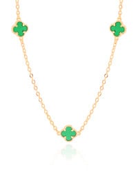 Choker Elos Trevos Tom Esmeralda 1.0 cm Banhado a Ouro 18K