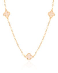 Choker Elos Trevos Tom Madrepérola 1.0 cm Banhado a Ouro 18K