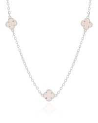 Choker Elos Trevos Tom Madrepérola 1.0 cm Ródio Branco
