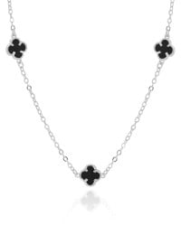 Choker Elos Trevos Tom Onix 1.0 cm Ródio Branco