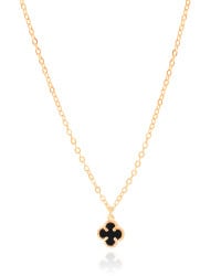 Gargantilha Elos Trevo Tom Onix Banhado a Ouro 18K - 40 cm