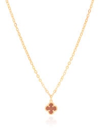 Gargantilha Elos Trevo Tom Rubi Banhado a Ouro 18K - 40 cm