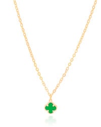 Gargantilha Elos Trevo Tom Esmeralda Banhado a Ouro 18K - 40 cm