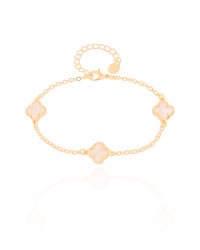 Pulseira Elos Trevos Tom Madrepérola Banhado a Ouro 18K