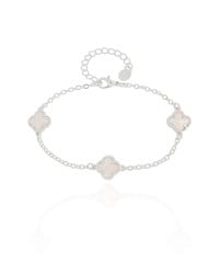 Pulseira Elos Trevos Tom Madrepérola Ródio Branco