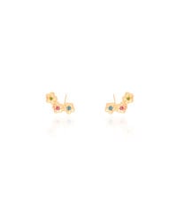 Ear Cuff Infantil Florzinhas Coloridas Banhado a Ouro 18K